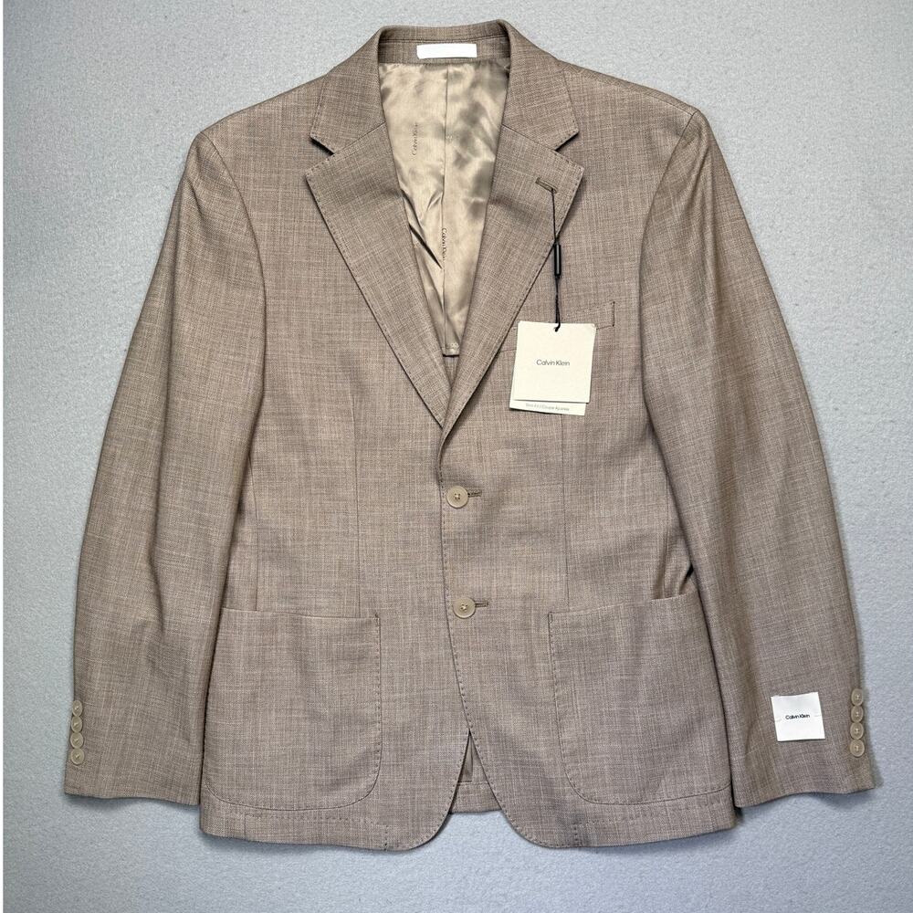 Calvin Klein Men's Solid Slim-Fit Soft Sport Coat Tan 38S $295